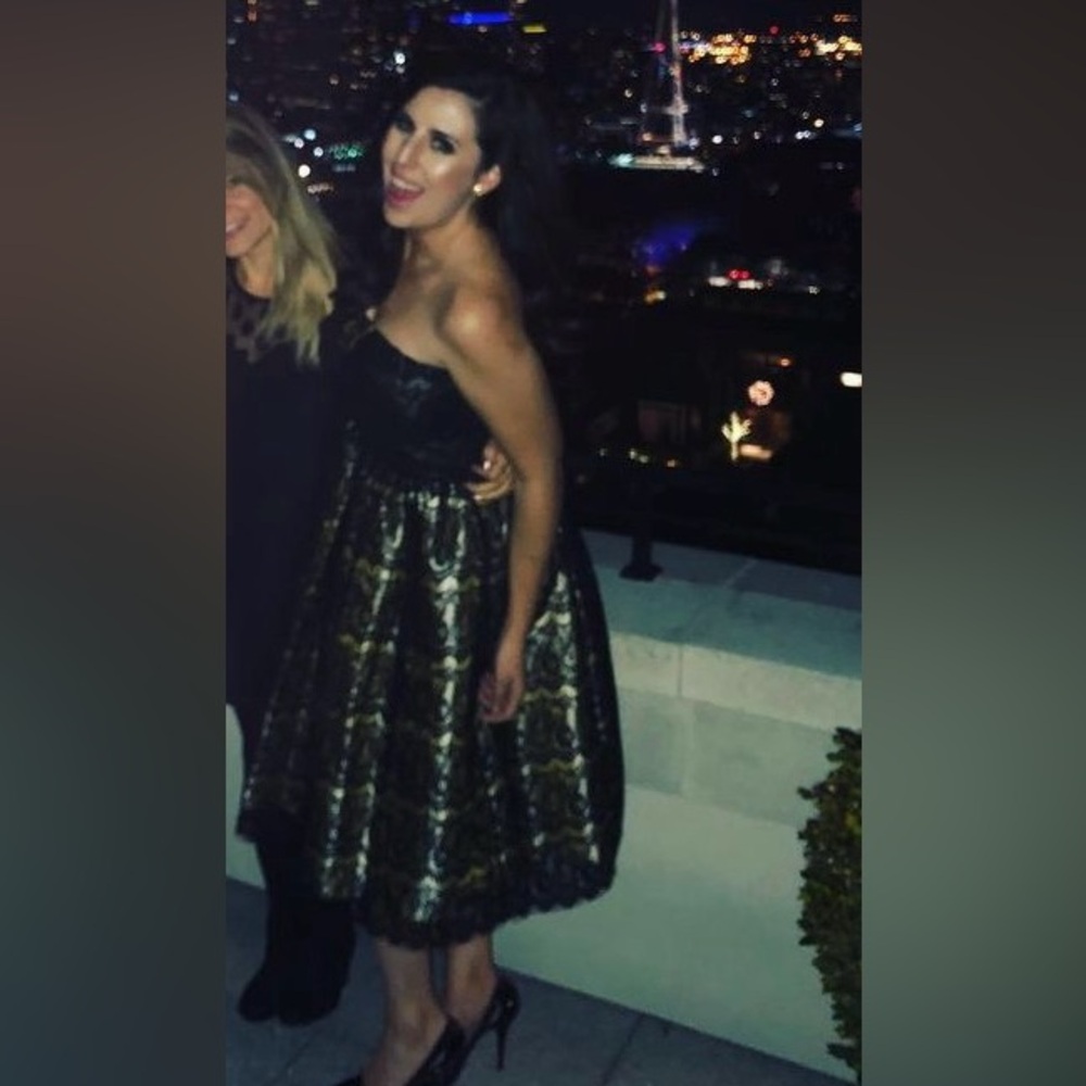 Modcloth Dress, Gold with Black Lace NWOT